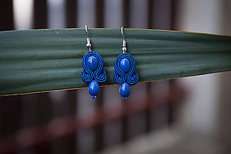 Náušnice - Modré kvapky - soutache earring (Modrá) - 9834060_