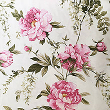 Textil - ružové pivónie; dekoračná bavlna Nemecko, šírka 140 cm, cena za 0,5 m - 9832692_