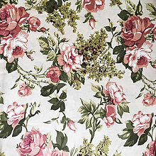 Textil - ruže na smotanovom podklade; 100 % bavlna Nemecko, šírka 140 cm, cena za 0,5 m - 9833172_
