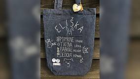 Nákupné tašky - ♥ Rifľová, ručne maľovaná taška s vreckom ♥ - 9834138_