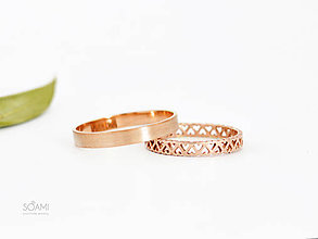 Prstene - 585/1000 zlaté snubné prstene , svadobné obrúčky (ružové zlato) - 9836466_