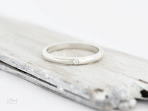 Prstene - 925/1000 Strieborný prsteň zásnubný s prírodným diamantom - 9836498_