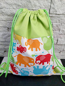 Detské tašky - Batoh S slonia rodinka (Zelená) - 9835763_