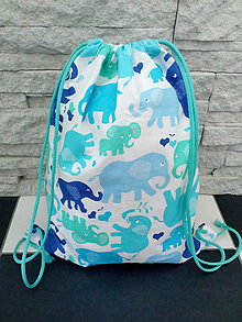 Detské tašky - Batoh S slonia rodinka (Tyrkysová) - 9835769_