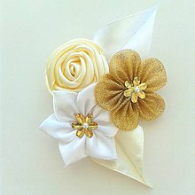 Svadobné pierka - Zlato- biele pierko pre ženícha - 9839970_