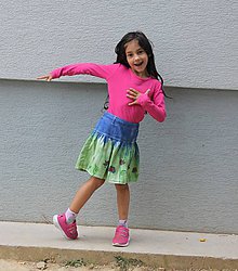 Detské oblečenie - Detská batikovaná suknička s kvetinkami - 9842100_