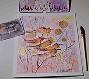 - Obraz - "Karmínové vtáctvo", maľba (originál), akvarel - 9844435_