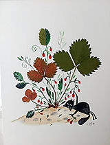 - Mačka a lesné jahody / originál maľba  - 9844841_