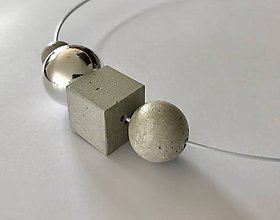 Náhrdelníky - Betónový náhrdelník - Silver point (L) - 9845634_
