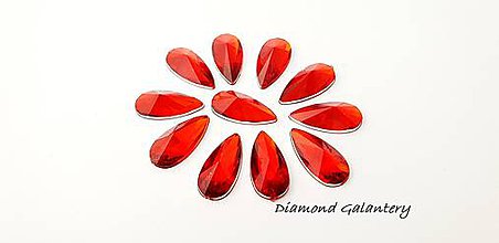 Galantéria - Ozdobné kamienky 9 x 18 mm - Červené - 9850089_