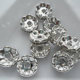 Korálky - Šatónová rondelka-1ks (10mm-wave-strieb/krystal) - 9847958_
