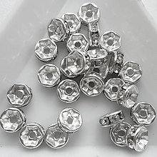 Korálky - Šatónová rondelka-1ks (6mm-strieb/krystal) - 9847850_