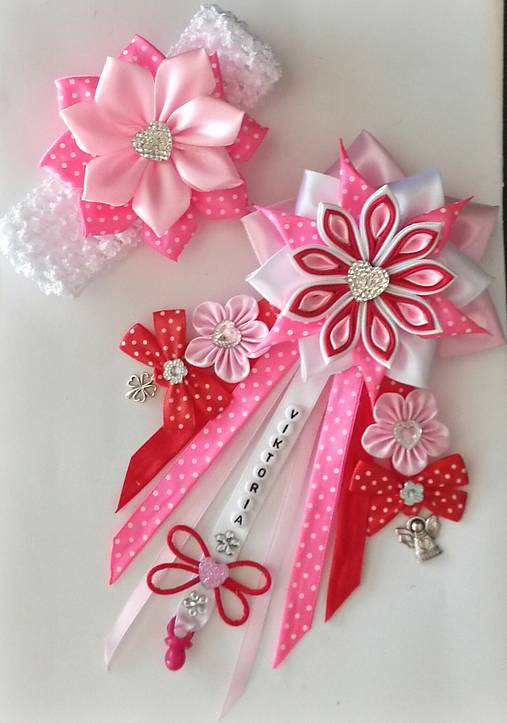 Detské doplnky - Set pre malú princeznú (čelenka a mašlička na kočík) - 9849828_