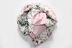 Detský textil - Minky deka Kvety, viac farieb na výber, 100x70cm (Ružová) - 9849539_