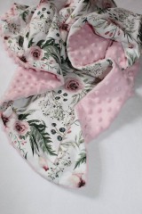 Detský textil - Minky deka Kvety, viac farieb na výber, 100x70cm (Ružová) - 9849541_