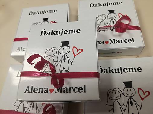 Darčeky pre svadobčanov - ČOKObonbonierka 6 praliniek, svadba, oslava... - 9847766_