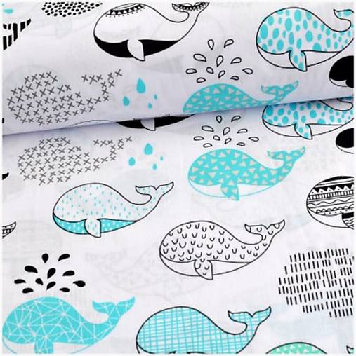 Detský textil - Whales in ocean - 9852146_
