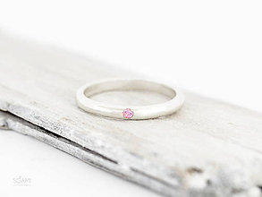 Prstene - 925/1000 Strieborný prsteň obrúčka, zásnubný s prírodným rúžovým zafírom - 9852279_