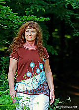 Topy, tričká, tielka - Dámske tričko batikované, maľované  LAMPÁŠIKY - 9855409_