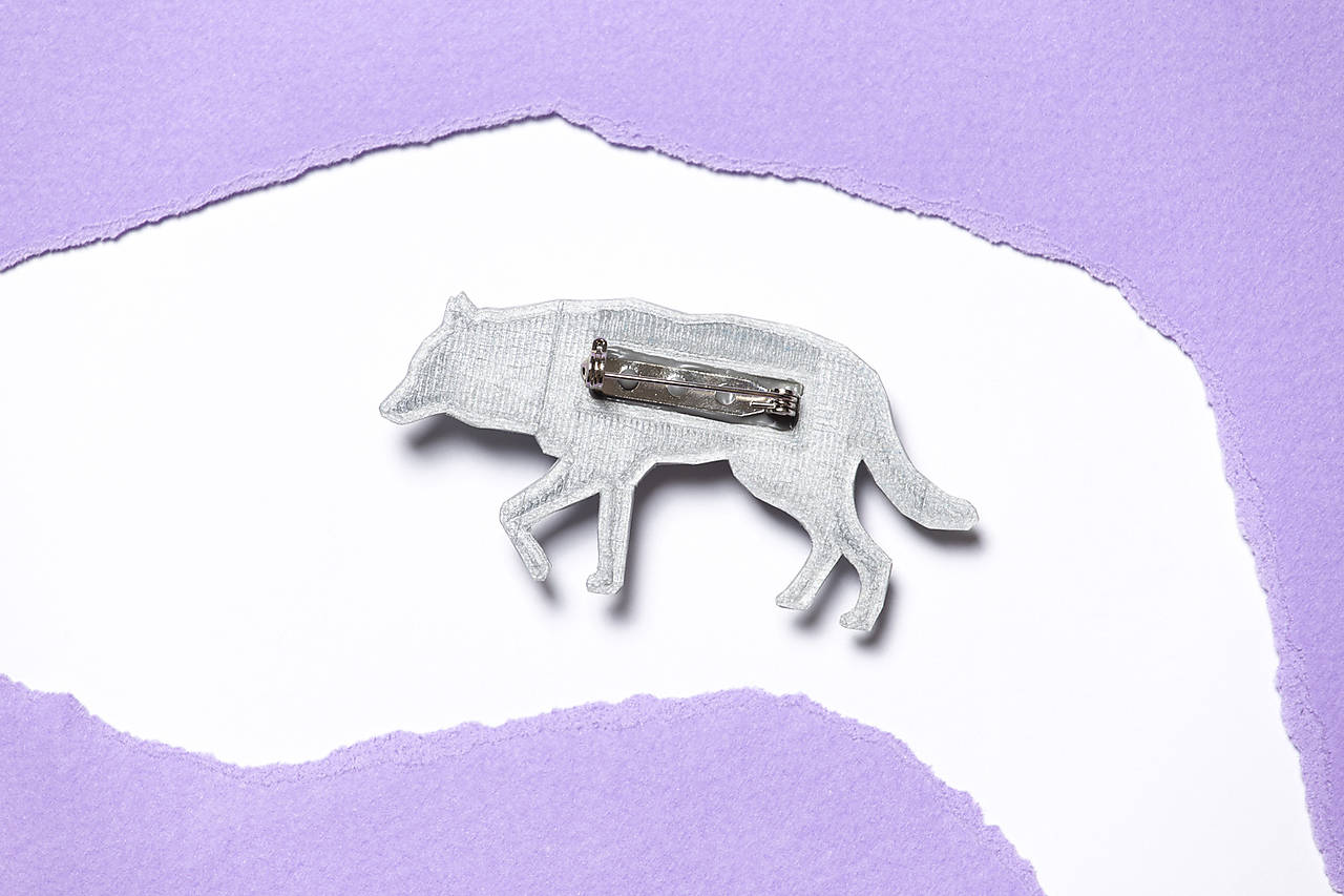 Vlk strieborný - brošňa vytvorená na 3D tlačiarni
