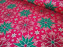 Textil - Dizajnová bavlna Geo Poinsettias - RED - 9860919_
