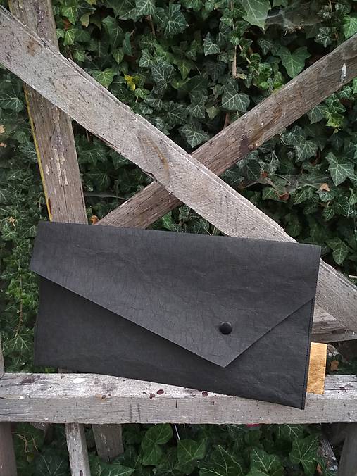 Kabelky - Papírový psaníčko asymetric black - 9864038_