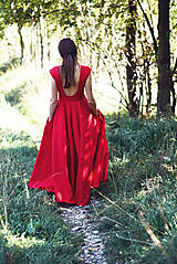 Šaty - Dlhé červené ľanové šaty - 9867436_
