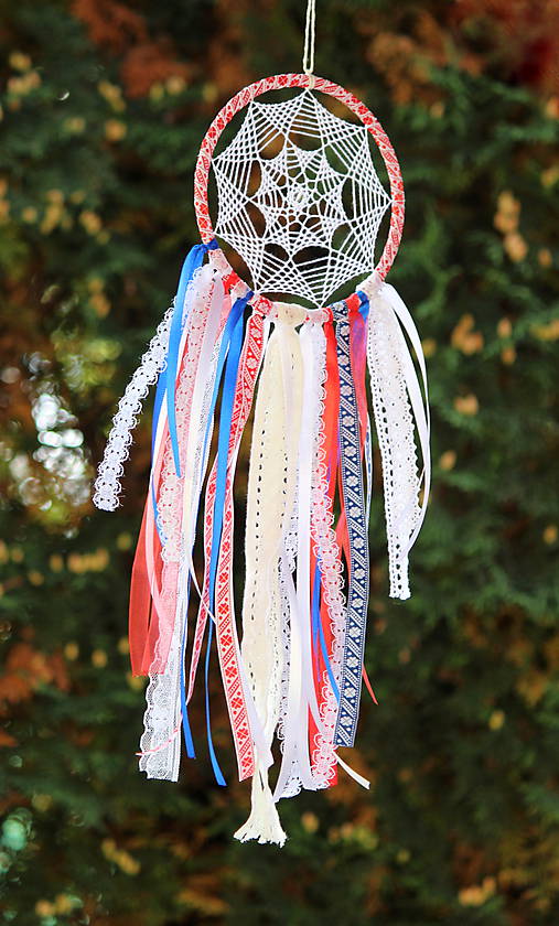 Dekorácie - folklórny lapač snov "slovensko" - 9869543_