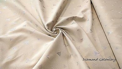 Textil - Látka pretkávaná lurexovou niťou - trojuholníčky strieborné - cena za 10 cm - 9870849_