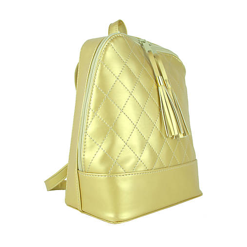 Zlatý dámsky ruksak zo syntetickej kože