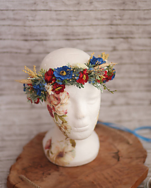 Ozdoby do vlasov - Folklórny bohato zdobený kvetinový venček - 9883038_