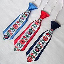 Detské doplnky - detská kravata FOLK  (Červená) - 9881229_