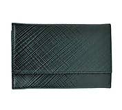 Kožená peňaženka s mriežkovaným dekorom v čiernej farbe
