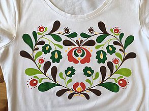 Topy, tričká, tielka - Folkové dámske maľované tričko (Jesenné sfarbenie) - 9881049_