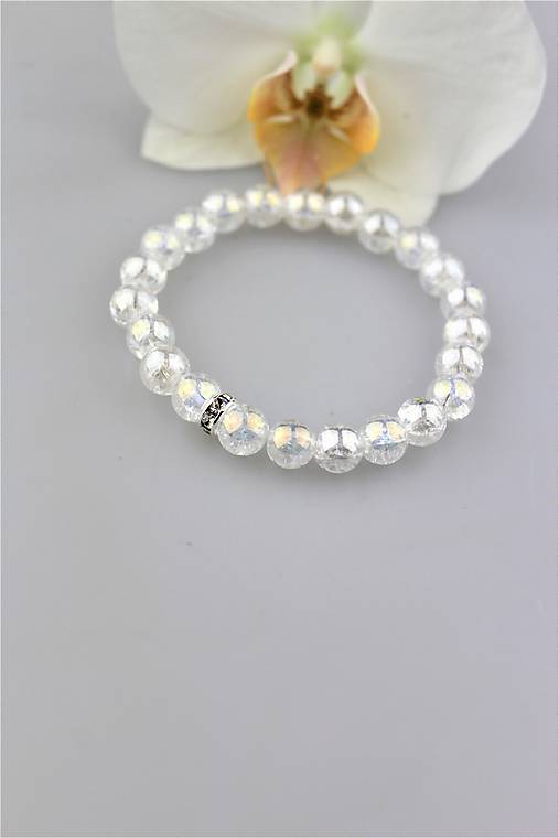 Náramky - krištál snežná aura náramok - 9884735_