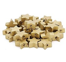 Korálky - KD150 Korálka drevená HVIEZDIČKA 1,5 cm (Zlatá) - 9884739_