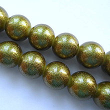 Korálky - Gold Powder Metallic 12mm-1ks (zelenozlatá) - 9886514_