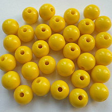 Korálky - Korálky COLOR plast 10mm (žltá-10ks) - 9886540_