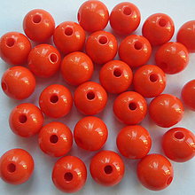 Korálky - Korálky COLOR plast 10mm (oranž.sýta-10ks) - 9886544_