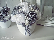 Dekorácie - Bielo sivý kvetináč. - 9886334_
