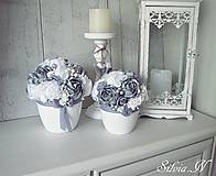Dekorácie - Bielo sivý kvetináč. - 9886338_