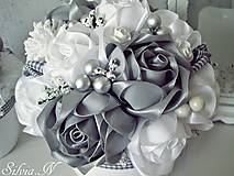 Dekorácie - Bielo sivý kvetináč. - 9886339_