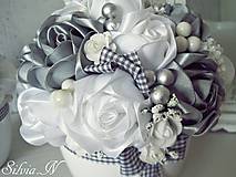 Dekorácie - Bielo sivý kvetináč. - 9886340_