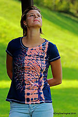 Topy, tričká, tielka - Dámske tričko batikované, maľované  POD LAMPOU - 9889237_