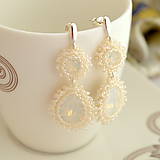 Náušnice - Tradičné svadobné náušnice s White Opal krištáľom (Ag925/1000) (White opal + Light Ivory korálky) - 9890776_