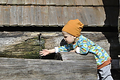 Detské čiapky - Detská rastúca merino čiapka zimná (Oranžová) - 9891801_
