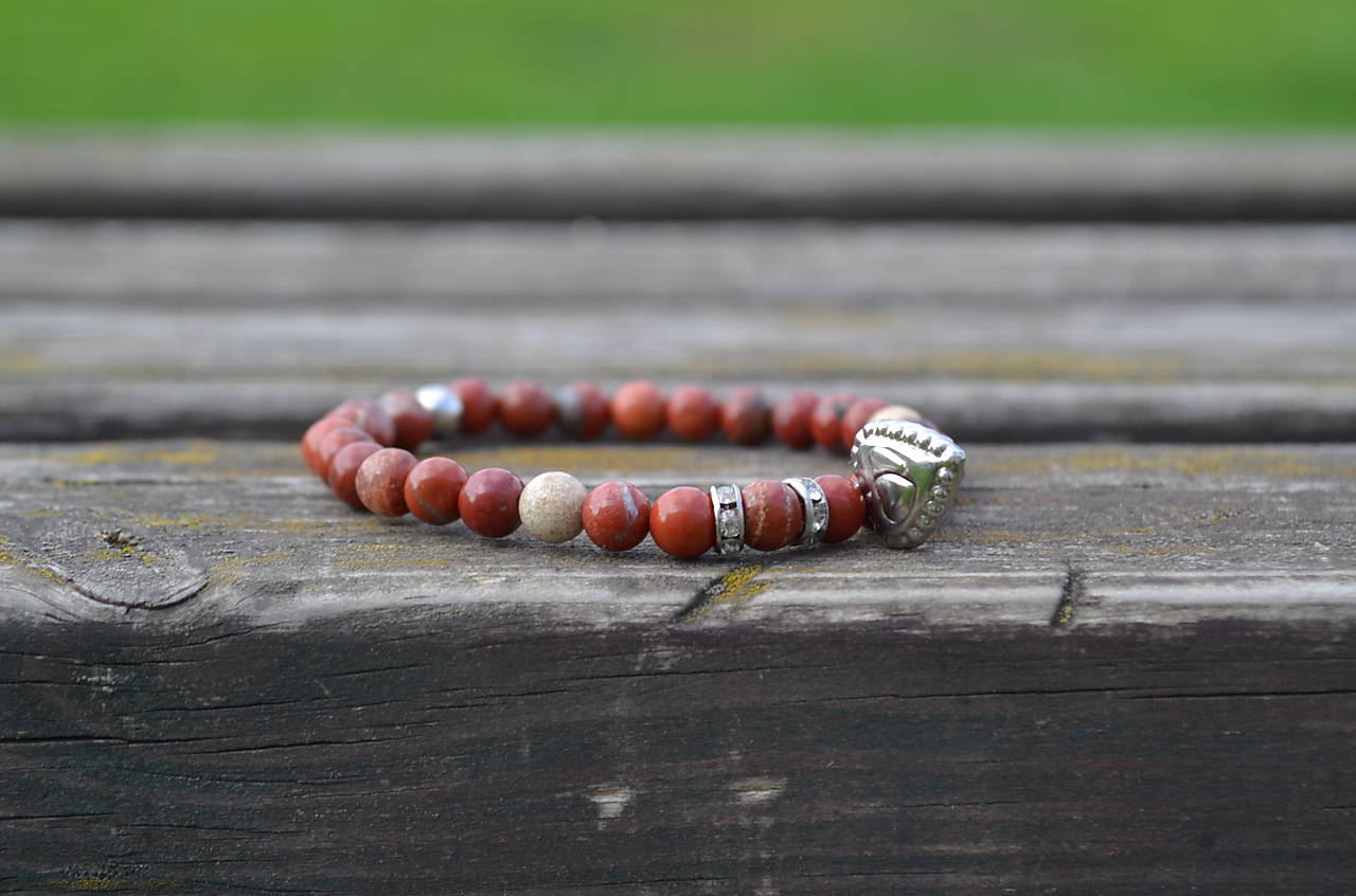 Jaspis náramok so srdiečkom