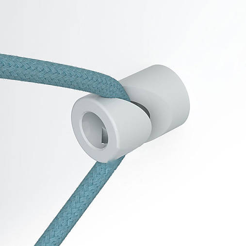Decentralizér – stropný alebo nástenný háčik pre textilné káble v bielej farbe