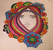 Topy, tričká, tielka - Ručne maľované tričko Floralínka veľkosť M - 9892245_