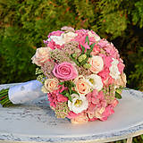 Kytice pre nevestu - Svadobná kytica z ružových hortenzií - 9898895_